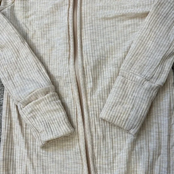 Little Sleepies Beige Ribbed One-Piece Footed Pajamas - Picture 3 of 3